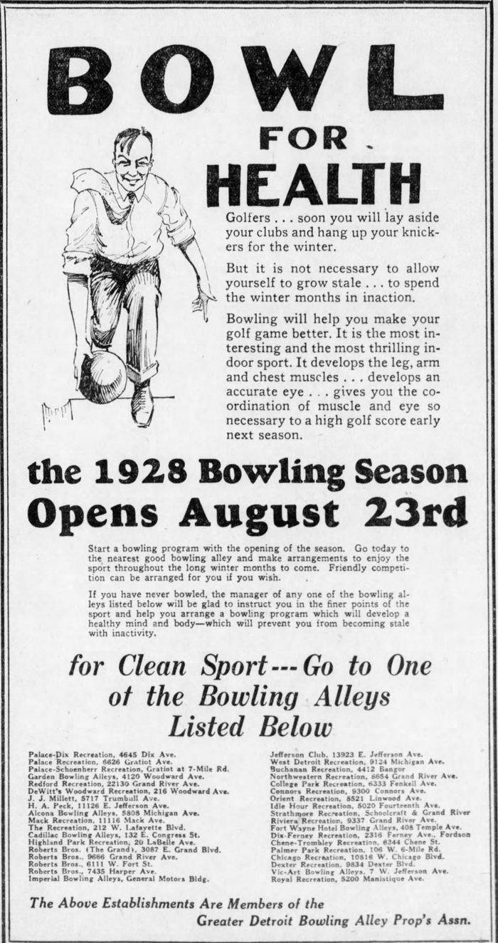 Redford Recreation (Redford Bowl) - Aug 1928 Ad (newer photo)